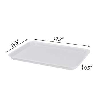 Gloreen Rectangular Fast Food Tray, Cafe Standard Cafeteria Serving Trays, 17.2"X13.5", Set of 4(Whi...