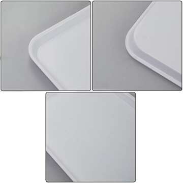 Gloreen Rectangular Fast Food Tray, Cafe Standard Cafeteria Serving Trays, 17.2"X13.5", Set of 4(White)