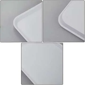 Gloreen Rectangular Fast Food Tray, Cafe Standard Cafeteria Serving Trays, 17.2"X13.5", Set of 4(White)