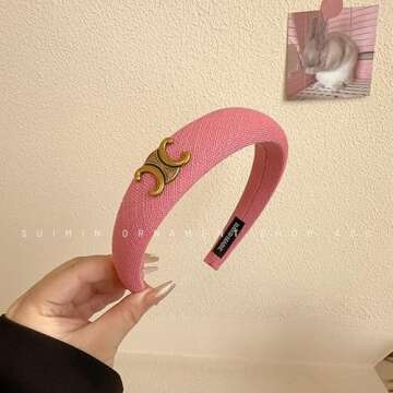 Sluxa Hot Pink headbands for women, Fashion cute sweat hairbands, Stretchy headbands for teen girls....