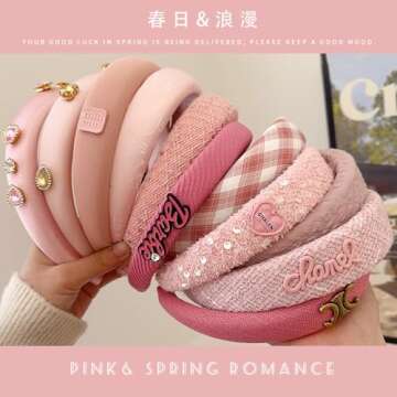 Sluxa Hot Pink headbands for women, Fashion cute sweat hairbands, Stretchy headbands for teen girls.#1