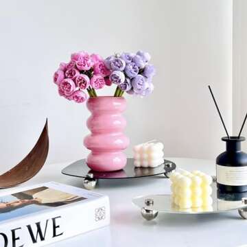 BLOFLO 7-Inch Pink Glass Hydroponic Vase for Home Decor