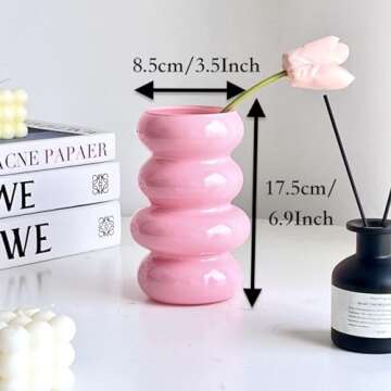 BLOFLO 7-Inch Pink Glass Hydroponic Vase for Home Decor