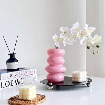 BLOFLO 7-Inch Pink Glass Hydroponic Vase for Home Decor