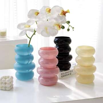 BLOFLO 7-Inch Pink Glass Hydroponic Vase for Home Decor