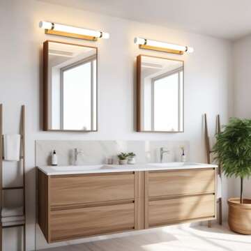 Epinl Bathroom Light Fixtures 32in Gold Bathroom Lighting Fixtures Over Mirror, 30W Dimmable LED Bat...