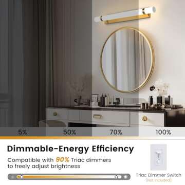 Epinl Bathroom Light Fixtures 32in Gold Bathroom Lighting Fixtures Over Mirror, 30W Dimmable LED Bathroom Vanity Light for Bathroom Bedside Hallway Living Room (Warm White 3000K)