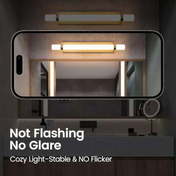 Epinl Bathroom Light Fixtures 32in Gold Bathroom Lighting Fixtures Over Mirror, 30W Dimmable LED Bathroom Vanity Light for Bathroom Bedside Hallway Living Room (Warm White 3000K)