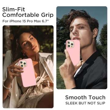 COFFKER Compatible with iPhone 15 Pro Max Case, Liquid Silicone Case, Full Body Shockproof Protectiv...