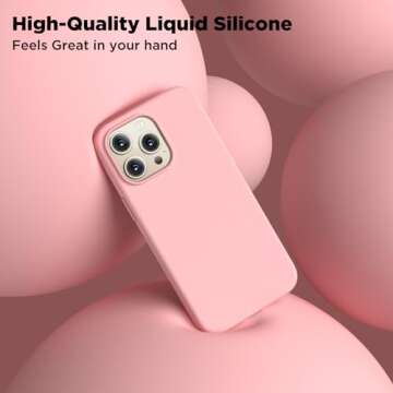 COFFKER Compatible with iPhone 15 Pro Max Case, Liquid Silicone Case, Full Body Shockproof Protective Cover Slim Thin Phone Case with Soft Anti-Scratch Microfiber Lining, 6.7 inch-Peach Pink