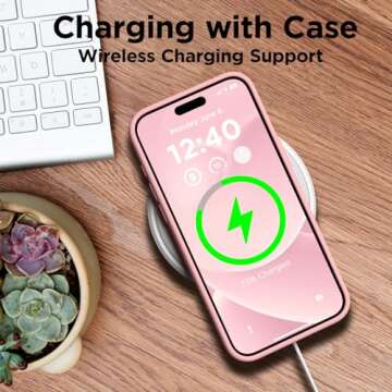 COFFKER Compatible with iPhone 15 Pro Max Case, Liquid Silicone Case, Full Body Shockproof Protective Cover Slim Thin Phone Case with Soft Anti-Scratch Microfiber Lining, 6.7 inch-Peach Pink