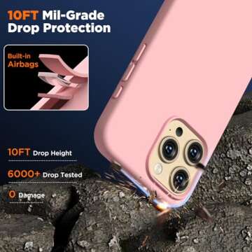 COFFKER Compatible with iPhone 15 Pro Max Case, Liquid Silicone Case, Full Body Shockproof Protective Cover Slim Thin Phone Case with Soft Anti-Scratch Microfiber Lining, 6.7 inch-Peach Pink