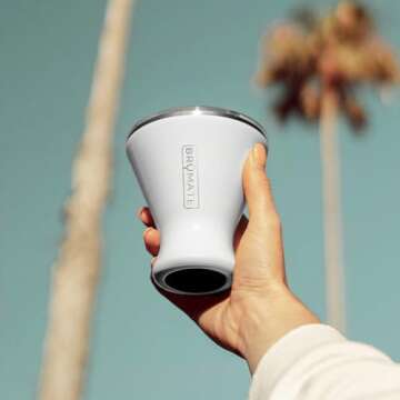 BrüMate MargTini 10oz Martini Margarita Tumbler - Made With Vacuum-Insulated Stainless Steel (Ice White)