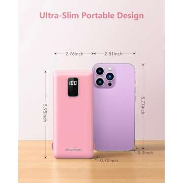 Charmast Portable Charger with Built-in Cables & Wall Plug, 10000mAh Portable Power Bank, External Battery Pack Travel Essentials Compatible with iPhone 16/15/14/13, Samsung, iPad etc