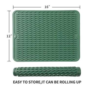 MicoYang Silicone Dish Drying Mat for Multiple Usage,Easy clean,Eco-friendly,Heat-resistant Silicone...