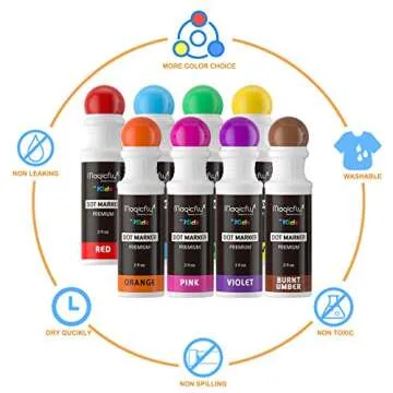 Magicfly Bingo Daubers, Washable Dot Markers, 8 Colors Non-Toxic Paint Daubers, Water-Based Dauber Markers