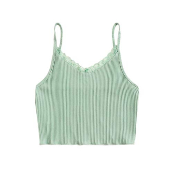 Shop Verdusa Lace Spaghetti Strap Cami Top in Light Green