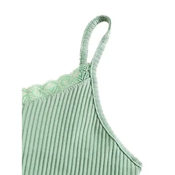 Shop Verdusa Lace Spaghetti Strap Cami Top in Light Green