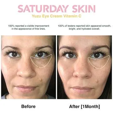 Saturday Skin Yuzu Eye Balm Vitamin C Wide lluminating Under Tight Eye Cream Korean Niacinamide Caffeine for Wrinkles Puffy Eyes Dark Circles Moisturizing Hydrates Anti Aging for Women (15ml)