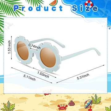 12 Pairs Kids Round Flower Sunglasses Flower Shaped Sunglasses Cute Outdoor Sunglasses Eyewear for K...