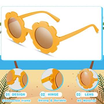 12 Pairs Kids Round Flower Sunglasses Flower Shaped Sunglasses Cute Outdoor Sunglasses Eyewear for Kids (Fresh Colors)
