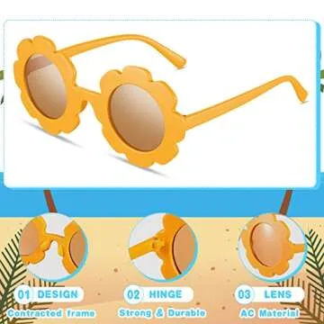 12 Pairs Kids Round Flower Sunglasses Flower Shaped Sunglasses Cute Outdoor Sunglasses Eyewear for Kids (Fresh Colors)