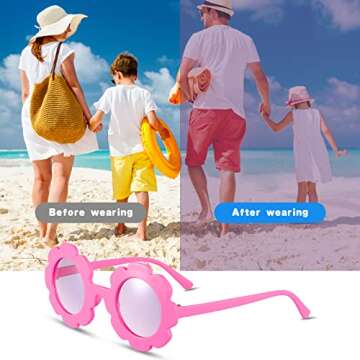 12 Pairs Kids Round Flower Sunglasses Flower Shaped Sunglasses Cute Outdoor Sunglasses Eyewear for Kids (Fresh Colors)