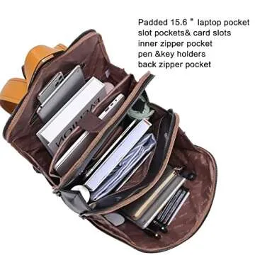 CLUCI Genuine Leather Laptop Backpack Purse for Women 15.6 inch Ladies Work Backpack Vintage Travel Casual College Large Shoulder Bags Beige with Yelow Fine lines