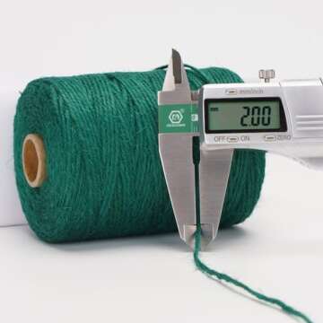 jijAcraft Garden Twine 656 Feet, 2mm Green Jute Twine String, Green Decorative Jute Cord,Heavy Duty Green String Rope for Gardening,Floristry Bundling,Craft,Gift Wrapping