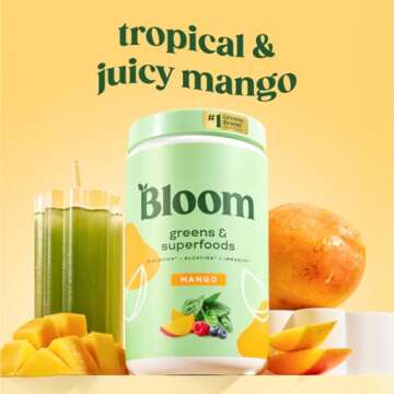Bloom Nutrition Superfood Greens Powder, Digestive Enzymes with Probiotics and Prebiotics, Gut Healt...