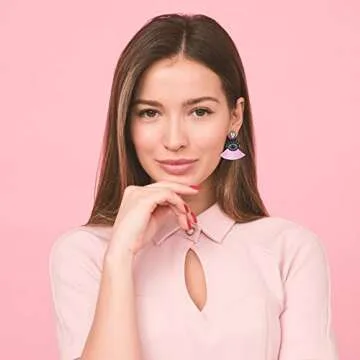 Devil Eye Tassel Earrings - Rhinestone Fan Fringe Earrings - Gifts for Mom, Sisters and Girlfriends (Pink Devil Eye)