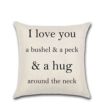 Leaveland Love You Hug Sweet Home Life Quotes Set of 4 18x18 Inch Cotton Linen Square Throw Pillow Case Decorative Durable Cushion Home Decor Sofa Standard Size Accent Pillowcase