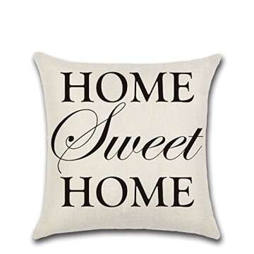 Leaveland Love You Hug Sweet Home Life Quotes Set of 4 18x18 Inch Cotton Linen Square Throw Pillow Case Decorative Durable Cushion Home Decor Sofa Standard Size Accent Pillowcase