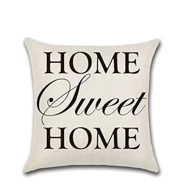 Leaveland Love You Hug Sweet Home Life Quotes Set of 4 18x18 Inch Cotton Linen Square Throw Pillow Case Decorative Durable Cushion Home Decor Sofa Standard Size Accent Pillowcase