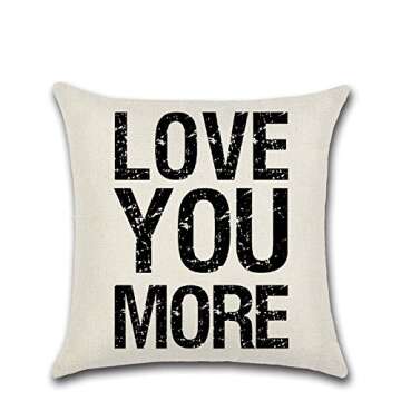Leaveland Love You Hug Sweet Home Life Quotes Set of 4 18x18 Inch Cotton Linen Square Throw Pillow Case Decorative Durable Cushion Home Decor Sofa Standard Size Accent Pillowcase