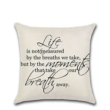 Leaveland Love You Hug Sweet Home Life Quotes Set of 4 18x18 Inch Cotton Linen Square Throw Pillow Case Decorative Durable Cushion Home Decor Sofa Standard Size Accent Pillowcase