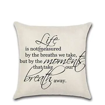 Leaveland Love You Hug Sweet Home Life Quotes Set of 4 18x18 Inch Cotton Linen Square Throw Pillow Case Decorative Durable Cushion Home Decor Sofa Standard Size Accent Pillowcase