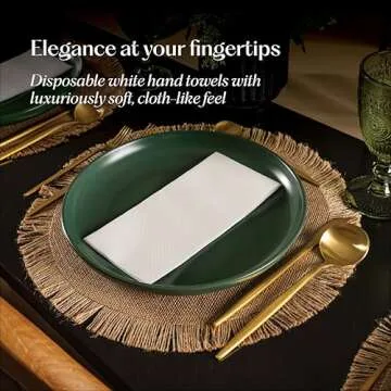 200-Pack Servietto Disposable Linen-Feel Guest Towels, 12" x 17" Cloth-Like Hand Bathroom Napkins - Made In USA, Soft and Absorbent Paper Napkin for Kitchen, Bathroom, Party, Wedding, Or Event