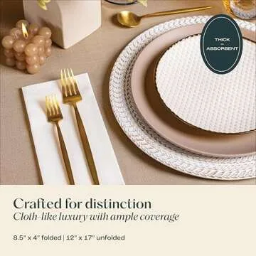 200-Pack Servietto Disposable Linen-Feel Guest Towels, 12" x 17" Cloth-Like Hand Bathroom Napkins - Made In USA, Soft and Absorbent Paper Napkin for Kitchen, Bathroom, Party, Wedding, Or Event