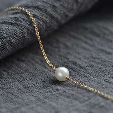 VACRONA Women’s 14K Gold Tiny Beaded Pearl Bracelet