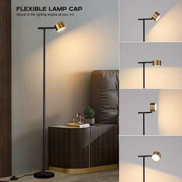 FIGDIFOR Floor Lamps for Living Room, 3 Color Temperatures Floor Reading Lamp with Flexible Head,Mod...