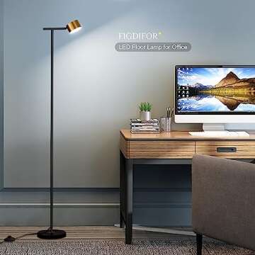 FIGDIFOR Floor Lamps for Living Room, 3 Color Temperatures Floor Reading Lamp with Flexible Head,Modern Tall Floor Lamp for Bedroom,Standing Lamp for Office Working,Black