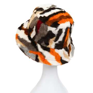 Stylish Colorful Furry Bucket Hat for Winter Warmth