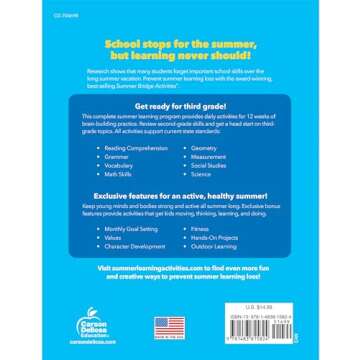 Summer Bridge Activities 2nd to 3rd Grade Workbooks, Activity Book With Math, Reading Comprehension,...