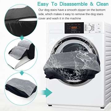 SDLDEER 3 Tiers Dog Stairs for Small Dogs, 15.7" H Dog Steps for High Bed and Couch, Pet Steps for Cats and Small Dogs, Non-Slip Pet Stairs for Indoor stairs, High-Density Foam and Detachable Cleaning