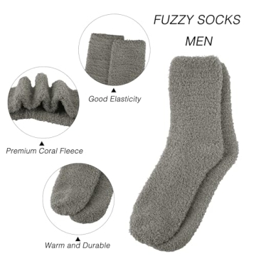 OVOV Cozy Fuzzy Socks 3 Pairs for Men - Warm Winter Comfort