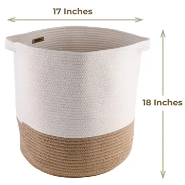 GooBloo Large Cotton Rope Woven Storage Basket for Home