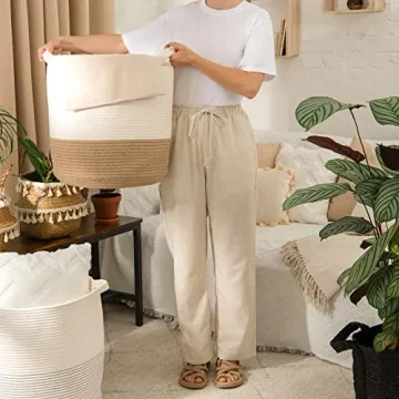 GooBloo Large Cotton Rope Woven Storage Basket for Home