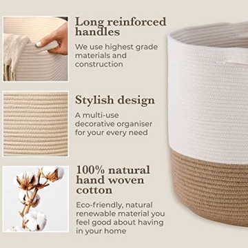 GooBloo Large Cotton Rope Woven Storage Basket for Home