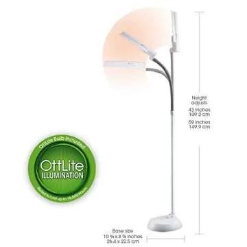OttLite 13 Watt WingShade Floor Lamp - Living Room, Office, Bedroom Home Decor